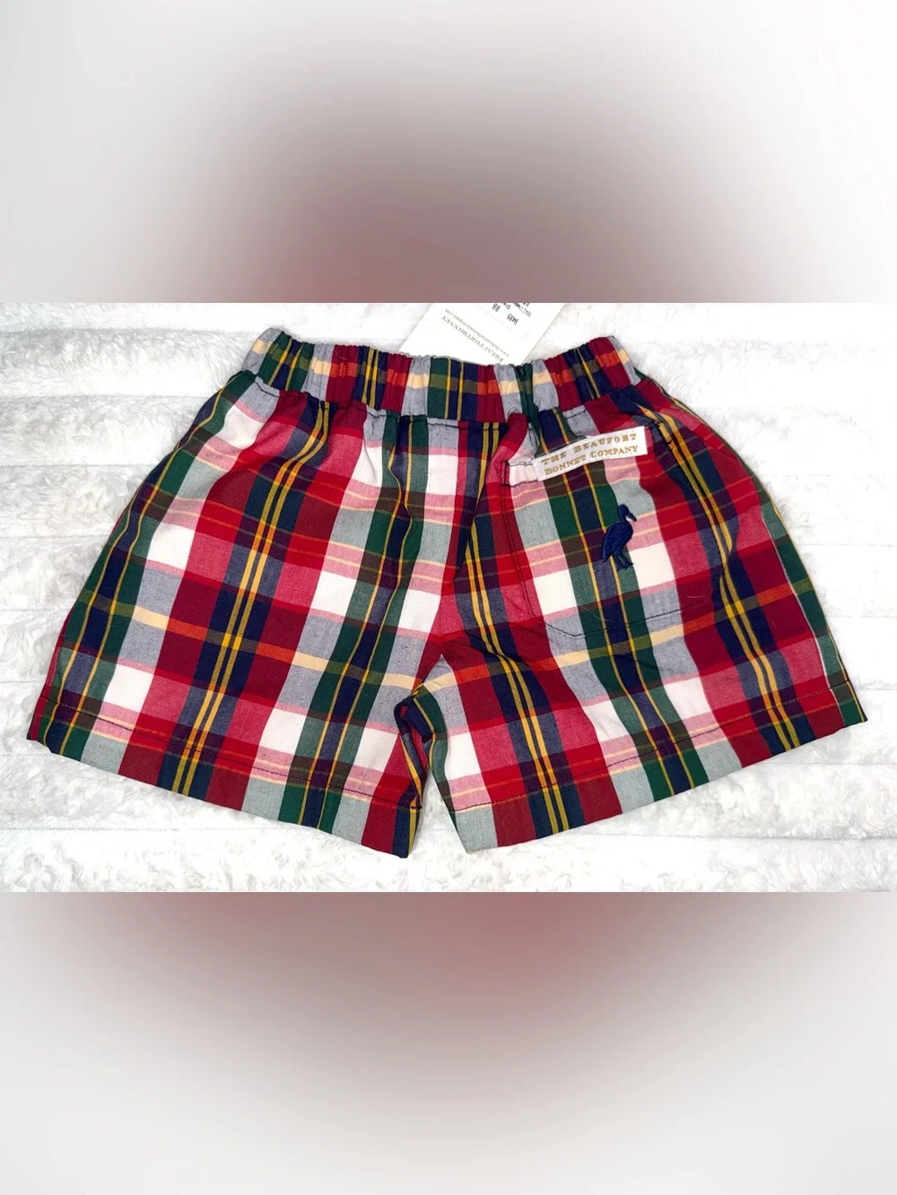 The Beaufort Bonnet Company plaid pull on shorts, size 6-12 mos, NWT
